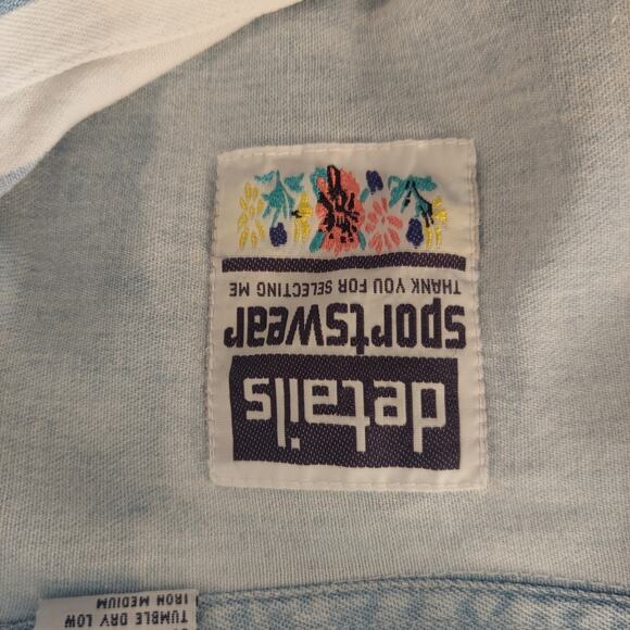 Vintage Button Up Shirt Long Sleeve Casual 90s Contrasting Sleeve - Picture 6 of 9